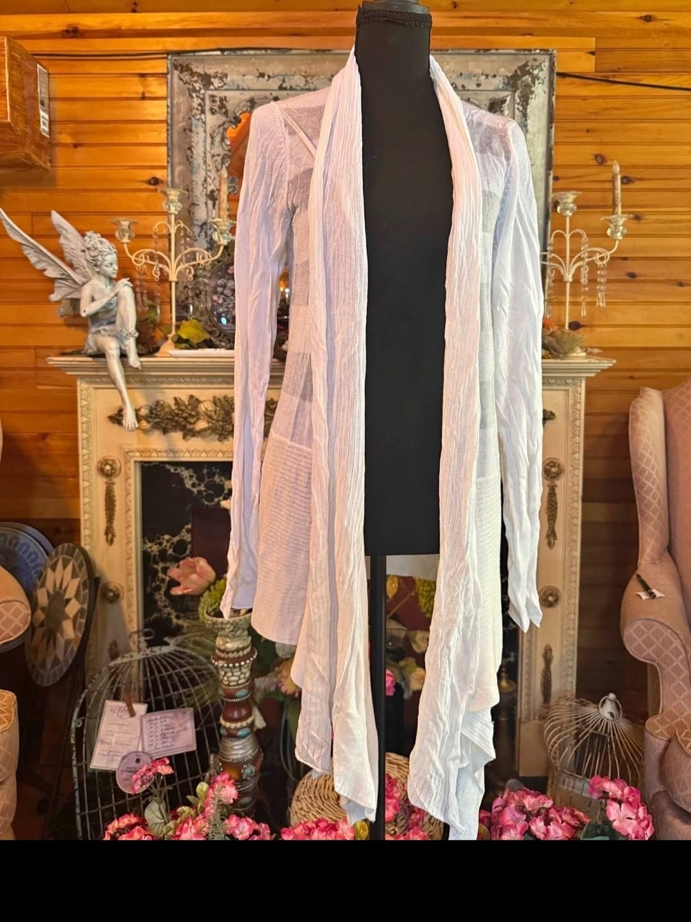 Lightweight White Open-Front Women's Cardigan Vest Nwt Retail $170